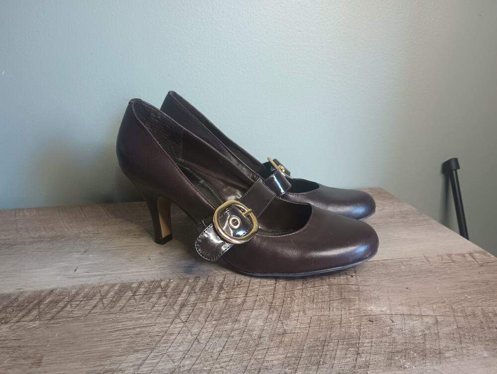 Maripe Women's Y2K Mary Jane Heels Brown 8 Academia Old Money Editorial Classic